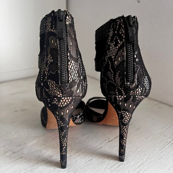 Vince Camuto Lissa Black Lace Heels with Beaded Strap size 9 - Picture 5 of 14